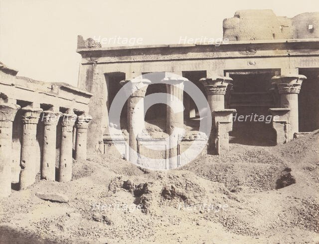 Edfou (Apollonopolis Magna), Galerie Latérale de la Cour et Pronaos, 1851-52, printed 1853-54. Creator: Félix Teynard.