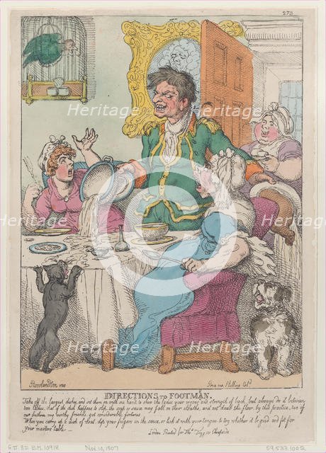 Directions to Footmen, November 10, 1807., November 10, 1807. Creator: Thomas Rowlandson.