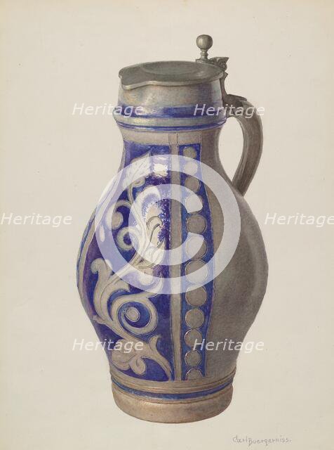 Three Quart Beer Pitcher, c. 1940. Creator: Carl Buergerniss.