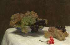 Still Life with Grapes and a Carnation, c. 1880. Creator: Henri Fantin-Latour.