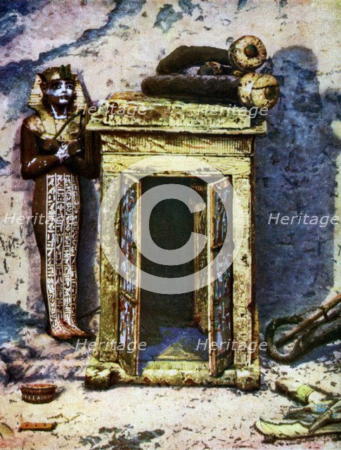Golden shrine in the antechamber of Tutankhamun's tomb, Egypt, 1933-1934. Artist: Unknown