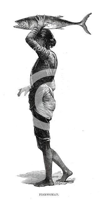 Costumes of Western India, fishwoman, 1876. Creator: Unknown.