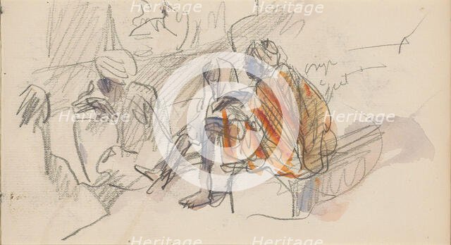 Seated Algerians, 1922.  Creator: Marius Bauer.