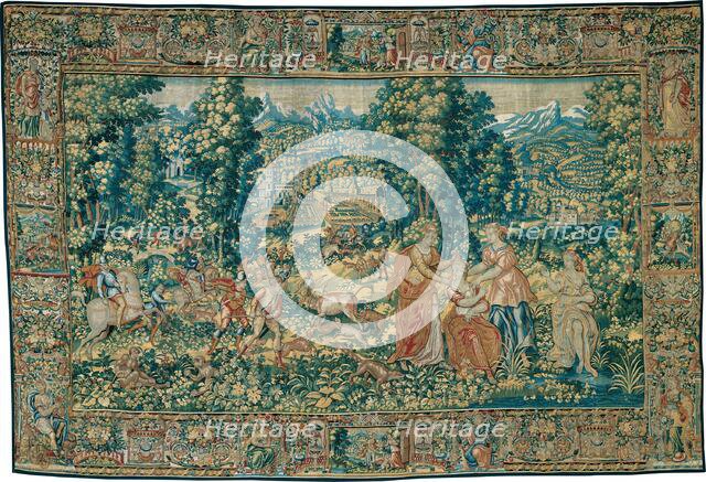 Diana and Her Nymphs with the Ox Hunt, Flanders, c. 1600. Creator: Unknown.