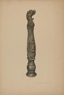 Iron Hitching Post, c. 1939. Creator: Rose Campbell-Gerke.