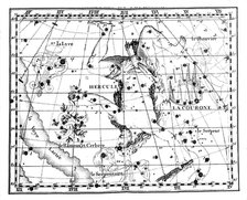 Astronomical map, centred on the constellation of Hercules, 1775. Artist: Jean Fortin