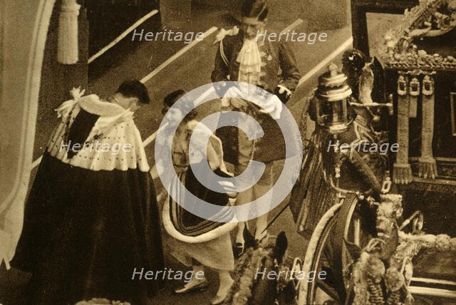 'Princess Elizabeth Arriving at Westminster Abbey', 1937. Creator: Photochrom Co Ltd of London.