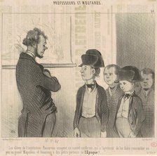 Les èleves de l'institution Pascareau essayent un nouvel uniforme ..., c1845. Creator: Honore Daumier.