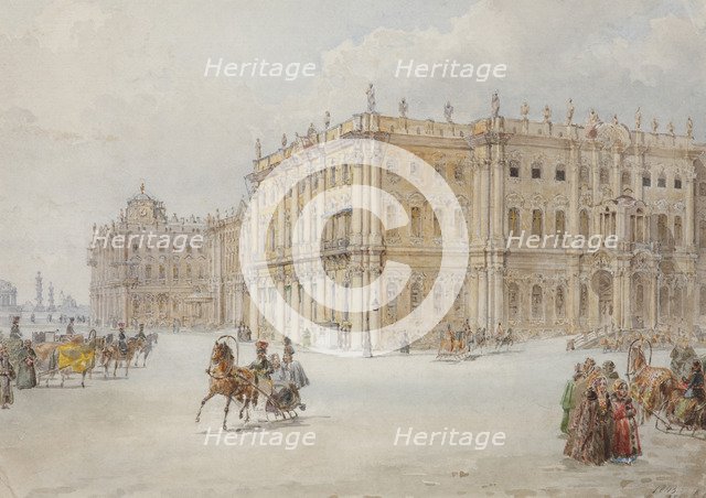The ride of Emperor Nicholas I through the palace square, 1843.