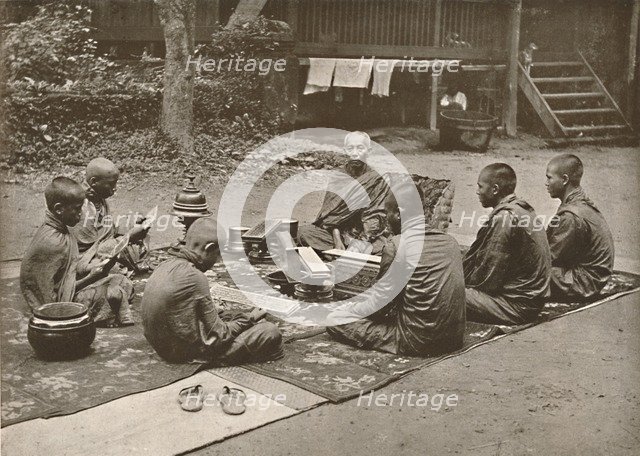 'Buddhist Priest with Pupils', 1900. Creator: Unknown.
