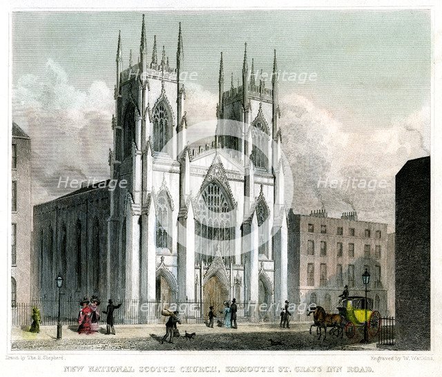 New National Scotch Church, Sidmouth Street and Grays Inn Road, London, 1829.Artist: W Watkins