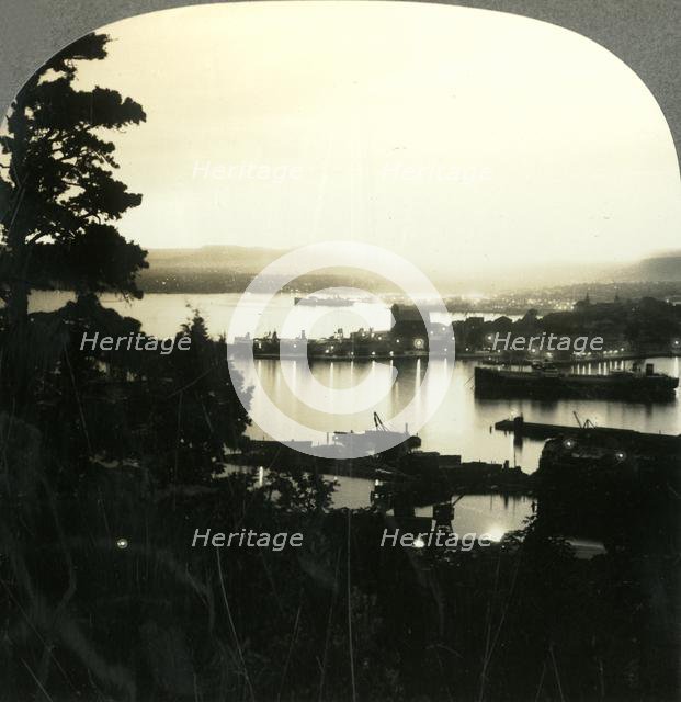 'The Lights of Oslo and the Harbor on a Summer Night, Norway', c1930s. Creator: Unknown.