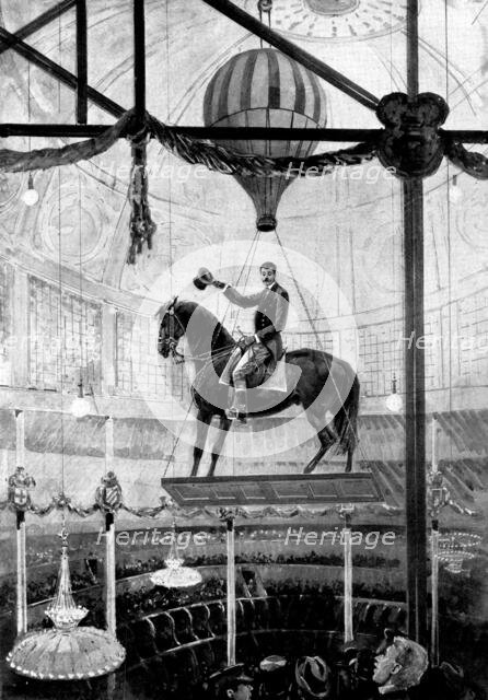 A Remarkable Circus Feat: Corradini's rapid descent on horseback, 1898. Creator: Unknown.