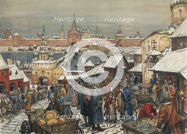 Novgorod Marketplace', end of 19th - early 20th century. Creator: Vasnetsov, Appolinari Mikhaylovich (1856-1933).