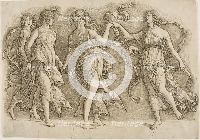 Four Women Dancing, c.1497. Creator: School of Andrea Mantegna.