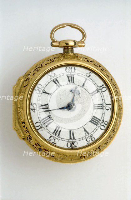 Gold pair-cased cylinder watch with quarter repeat, 1744. Artists: George Graham, John Ward.