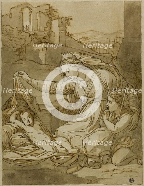 Virgin and Sleeping Christ Child with the Infant John the Baptist, 18th century. Creator: After Raffaello Sanzio, called Raphael  Italian, 1483-1551.