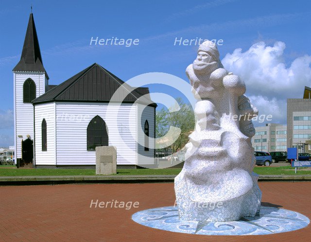 Norwegian Church and Antarctic 100 Memorial, Waterfront Park, Cardiff, Wales.
