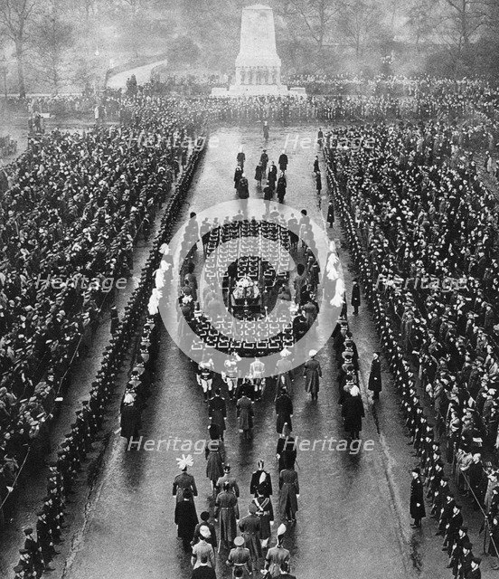George V's funeral cortege on the Horse Guards' Parade, London, 28 January 1936. Artist: Unknown