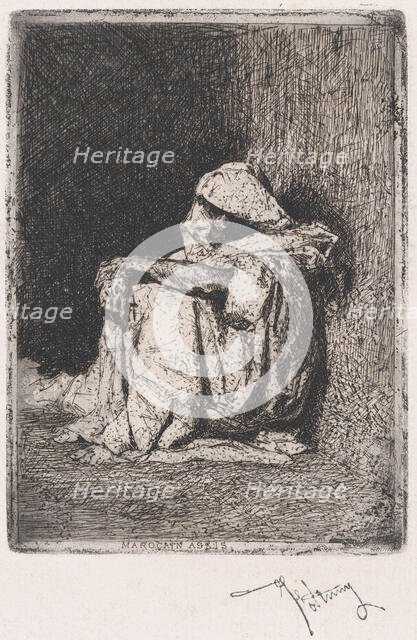 A Moroccan man seated on the ground, ca. 1860-70. Creator: Mariano Jose Maria Bernardo Fortuny y Carbo.