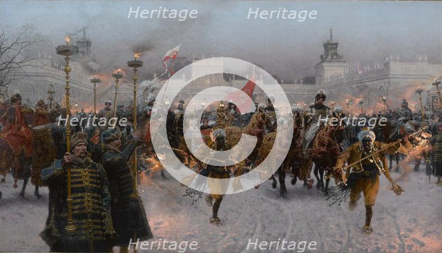 Departure from Wilanów of John III Sobieski and Marysienka, 1897. Creator: Brandt, Jozef (1841-1915).