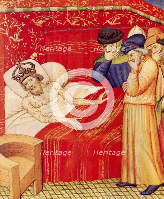Sick king. The dangerous smell of sickness, 15th century. Creator: Anonymous.