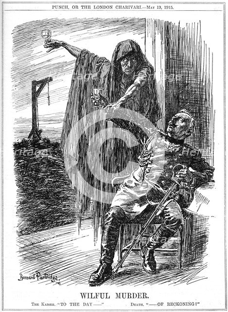 Punch cartoon on the sinking of the Lusitania, 1915. Artist: Bernard Partridge