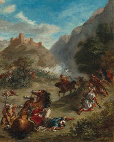 Arabs Skirmishing in the Mountains, 1863. Creator: Eugene Delacroix.