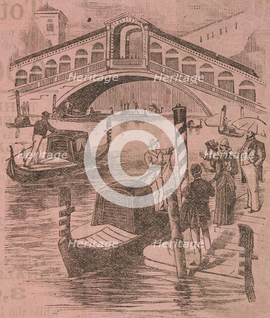 Gondolas and the Rialto Bridge, c1891. Creator: Unknown.