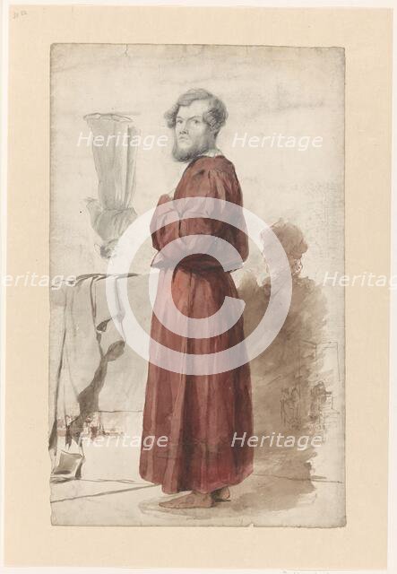 Figure studies with a standing man in a red dressing gown, 1832-1880. Creator: Jan Weissenbruch.