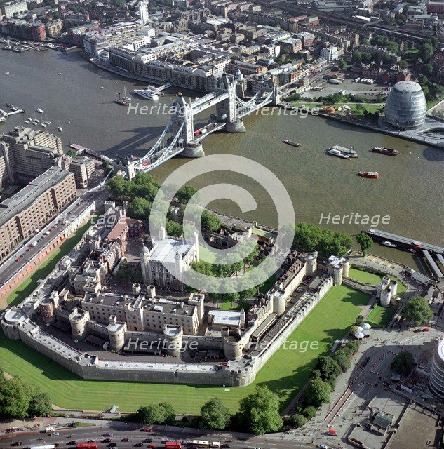 Tower of London, Tower Bridge and City Hall, London, 2000s. Artist: Unknown.