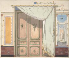 Pompeiian Design for Doorway and Wall with Curtain (possibly for Deepdene..., second half 19th cent. Creators: Jules-Edmond-Charles Lachaise, Eugène-Pierre Gourdet.