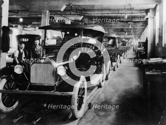 Chevrolet 490 cars on production line, c1920. Artist: Unknown