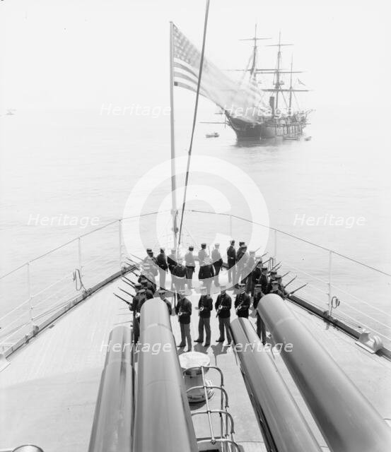 U.S.S. Kentucky, Marines drilling, 1900 or 1901. Creator: Unknown.