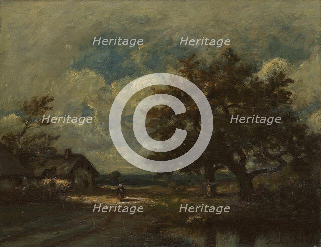 The Cottage by the Roadside, Stormy Sky, c. 1860. Creator: Jules Dupré.