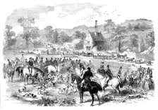 First Meet of the Season of the Cotswold Hounds, 1858. Creator: Unknown.