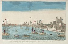 View of London Bridge and Tower, 18th Century. Creator: Unknown.