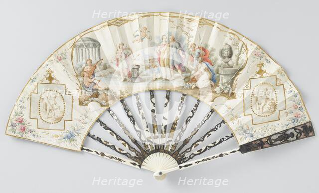 Folding fan with wedding scene, c.1775-c.1780. Creator: Anon.
