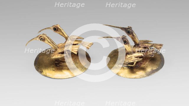 Ear Ornaments with Ibis, A.D. 1200/1450. Creator: Unknown.