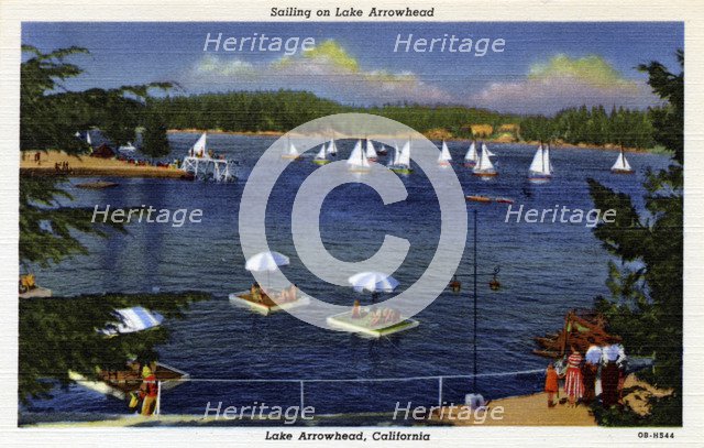 Sailing on Lake Arrowhead, California, USA, 1940. Artist: Unknown