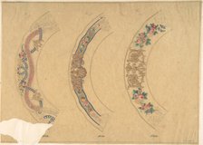 Three Designs for Plate Borders (recto); Three Designs for Plate Borders (verso), 19th century. Creator: Anon.