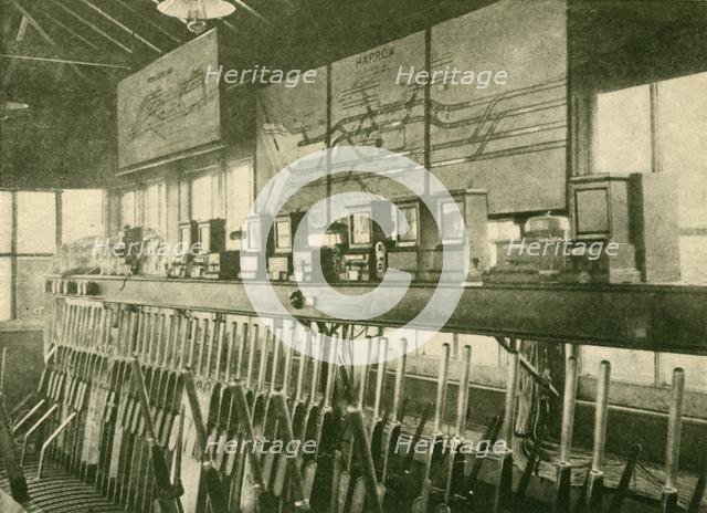 'Train Movement Diagram in Signal-Box, Metropolitan Railway', 1930. Creator: Unknown.