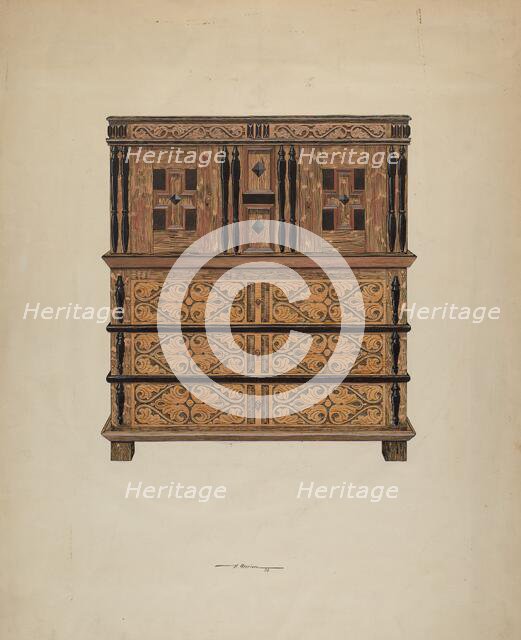 Cupboard with Drawers, 1936. Creator: Harold Merriam.