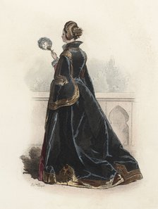 Spanish Lady, in the modern age, color engraving 1870.