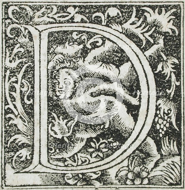 Fourteen Ornamental Letters (C, D, I, Q) (image 13 of 14), 16th century. Creator: Unknown.