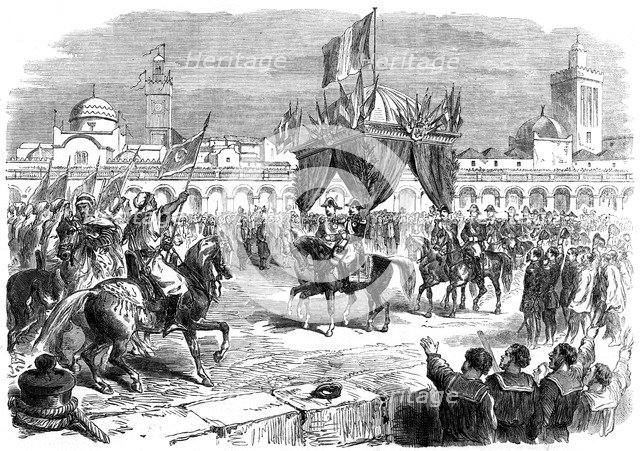 Reception of the Emperor of France on the quay at Algiers, 1865. Artist: Unknown