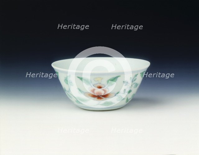 Doucai cup with peonies, Qing dynasty, late Kangxi period, China, 1700-1722. Artist: Unknown