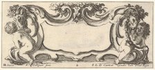 Plate 2: a cartouche with a child seen from the back to left and a child seen from ..., ca. 1640-45. Creator: Francois Collignon.