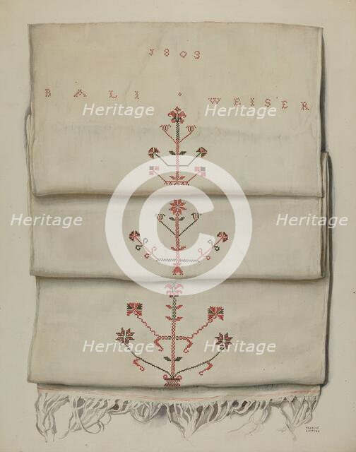 Pa. German Embroidered Towel, 1935/1942. Creator: Frances Lichten.