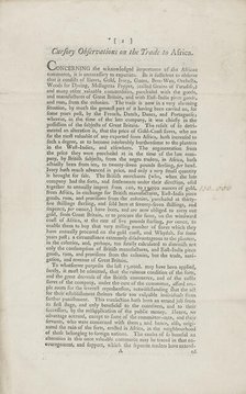 Cursory Observations on the Trade to Africa, 1778-05-04. Creator: Unknown.